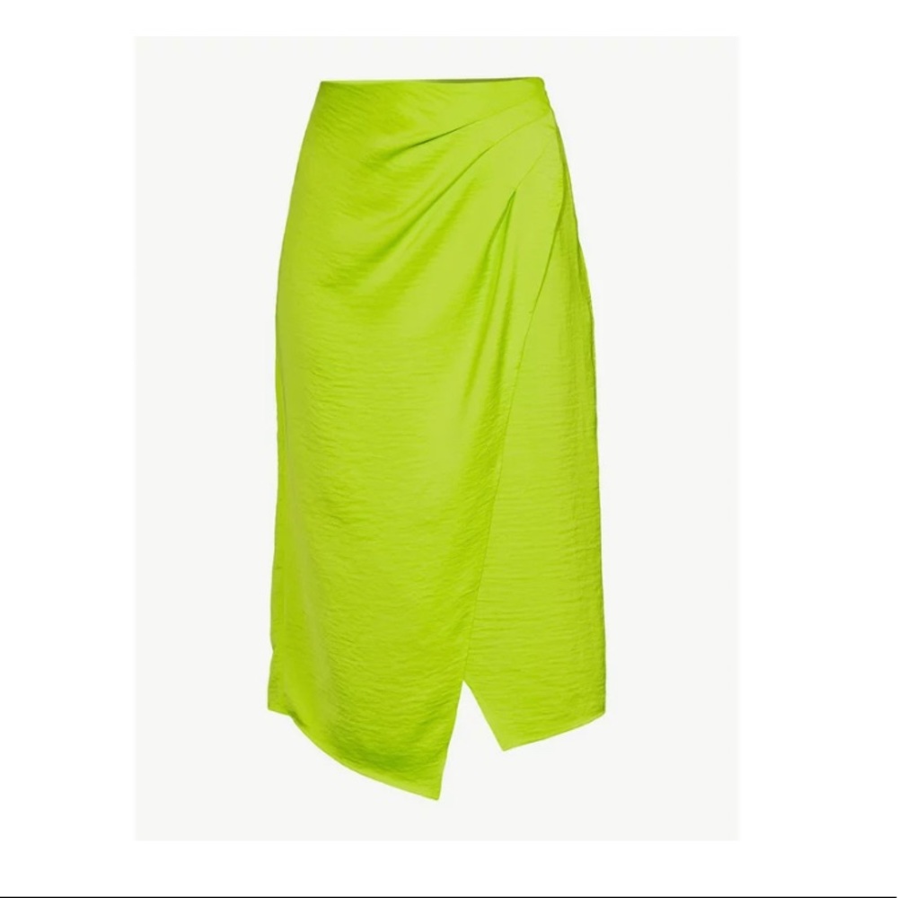 Scoop Women's Satin Faux Wrap Midi Skirt, NEW, Size 12-14